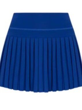 GOLD HINGE Pleated Tennis Skort Mediterranean Blue Built-In Shorts Women's
